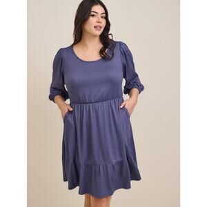 Torrid Plus Size 3X At The Knee Slub Rib Voluminous Dress